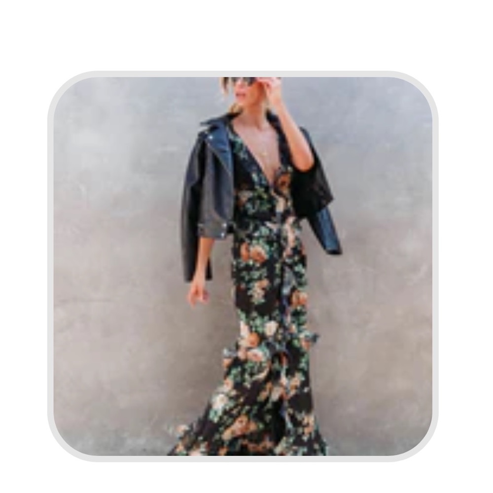 VICI floral ruffle maxi dress